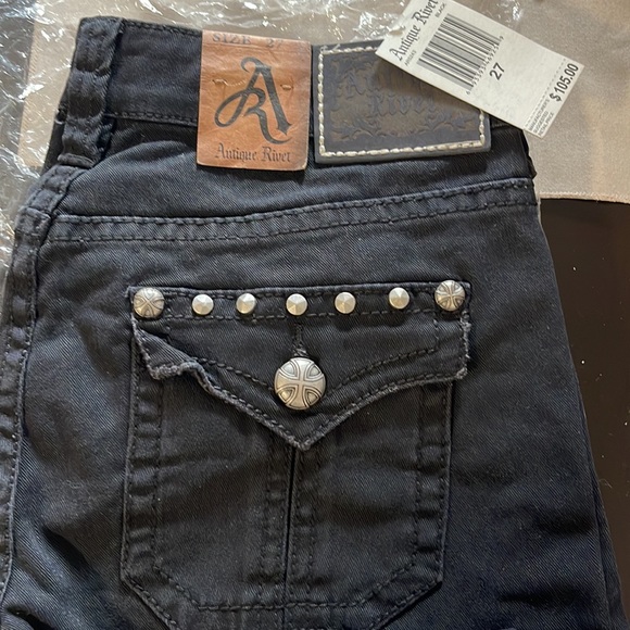 NWT Antique Rivet Black Jeans Size 27 - Picture 3 of 5